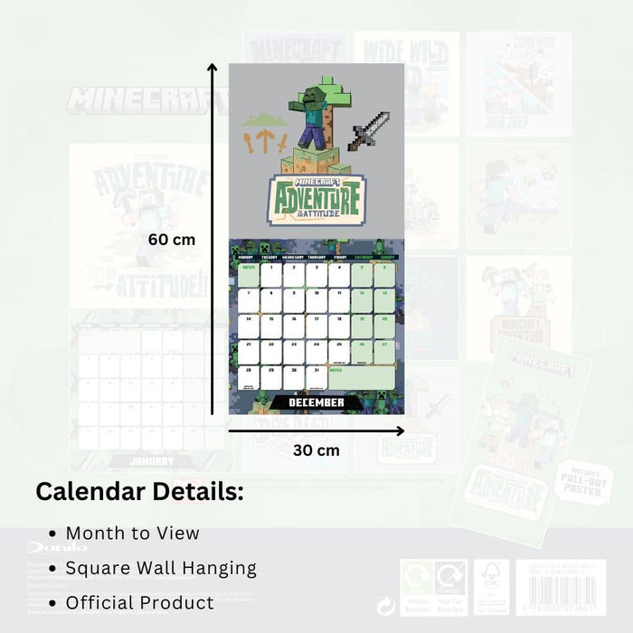 Minecraft Square Calendar 2026