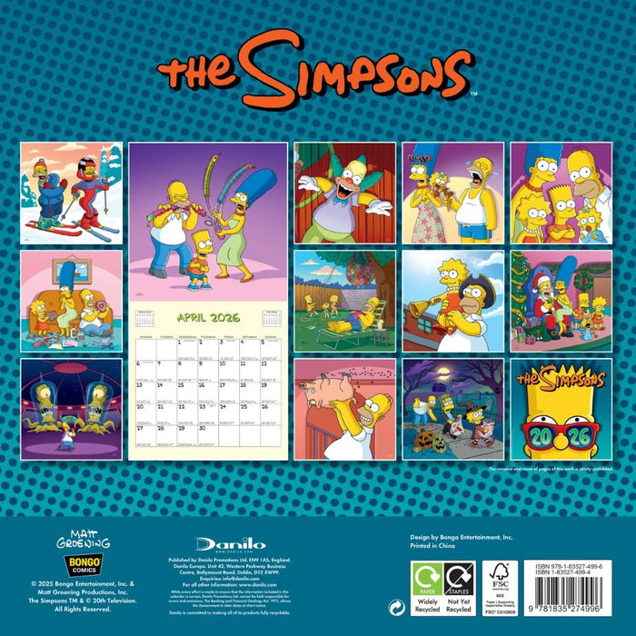 The Simpsons Square Calendar 2026