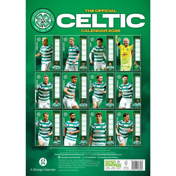 Celtic FC A3 Calendar 2026