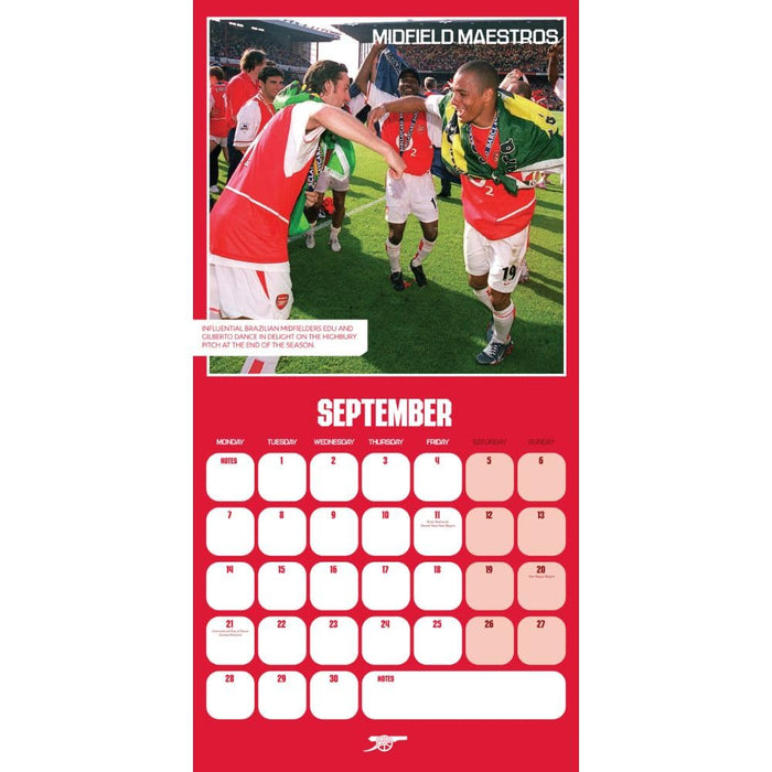 Arsenal FC Legends Square Calendar 2026