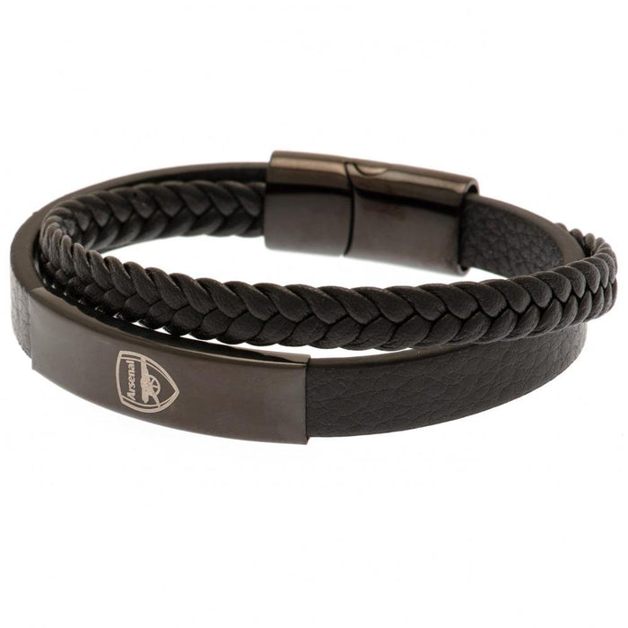 Arsenal FC Black IP Leather Bracelet - Excellent Pick