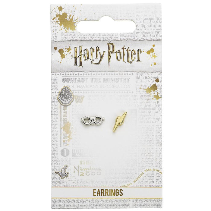 Harry Potter Silver Plated Earrings Lightning Bolt & Glasses - Excellent Pick