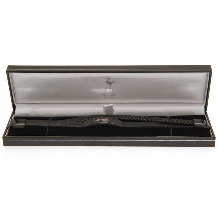 Tottenham Hotspur Fc Black Ip Leather Bracelet - Excellent Pick