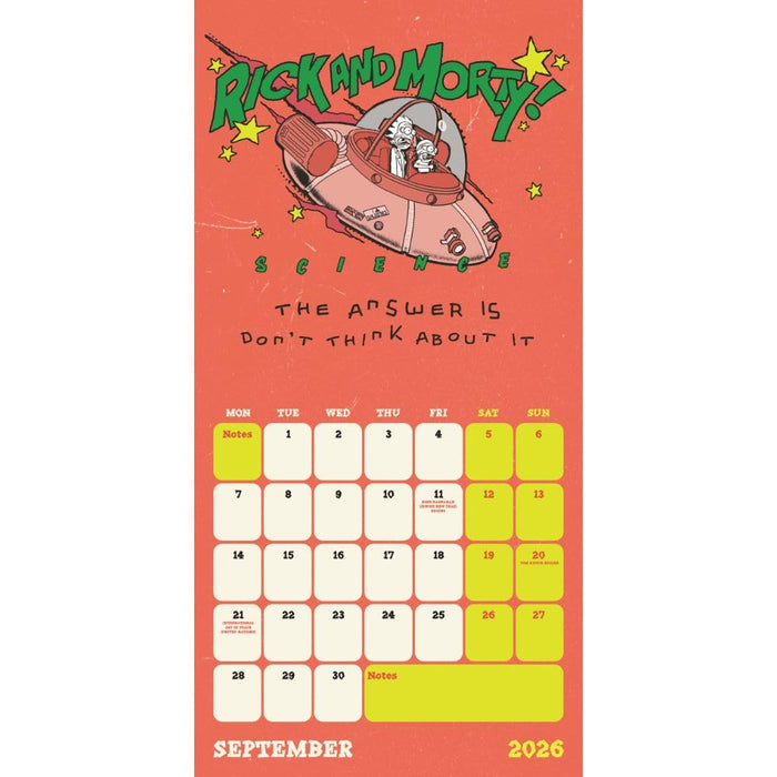 Rick And Morty Square Calendar 2026