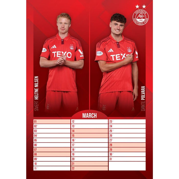Aberdeen FC A3 Calendar 2026