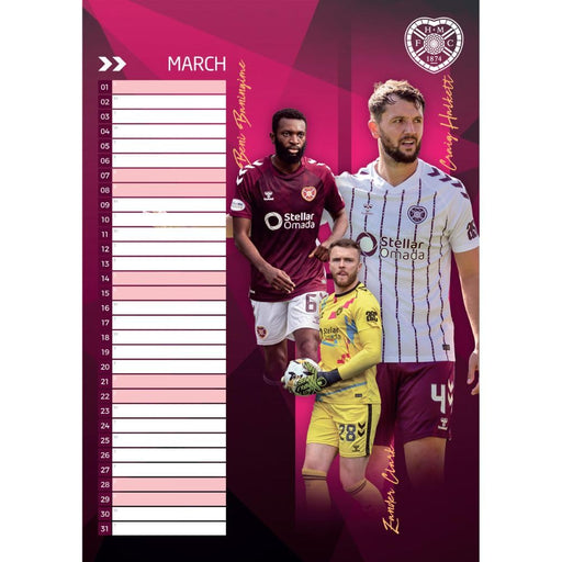 Hearts FC A3 Calendar 2026