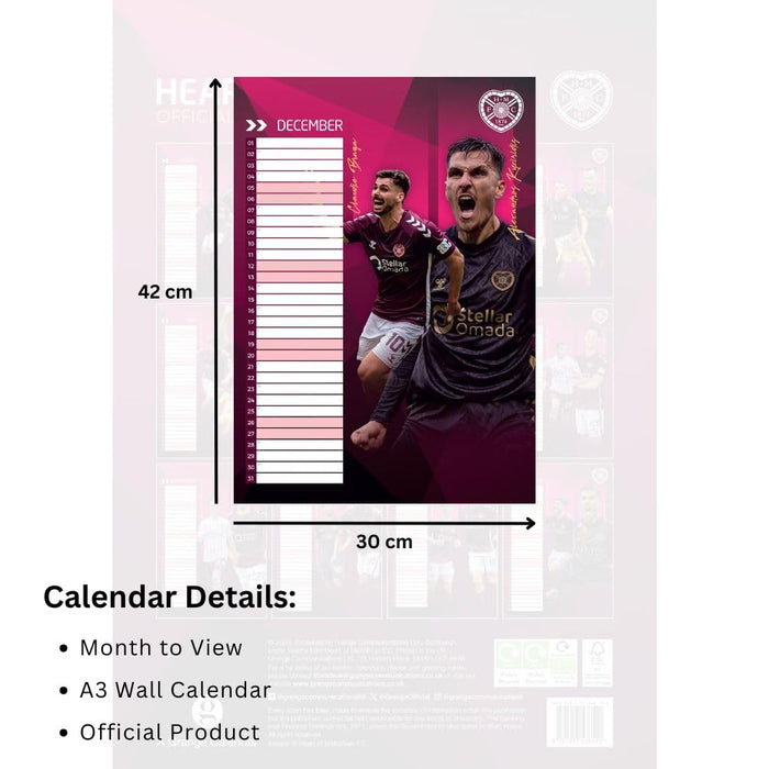 Hearts FC A3 Calendar 2026