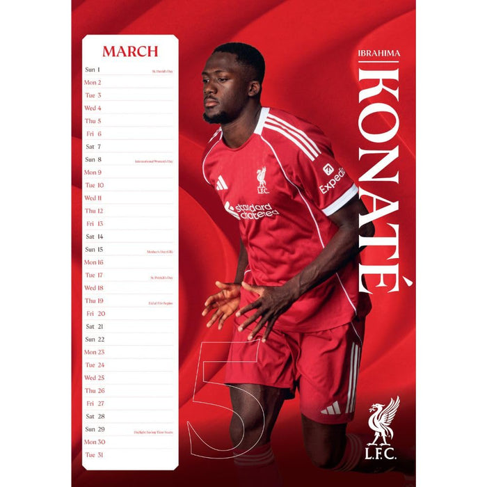 Liverpool FC A3 Calendar 2026