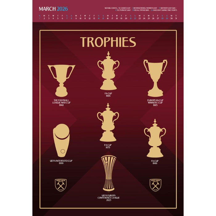 West Ham United FC Deluxe Calendar 2026