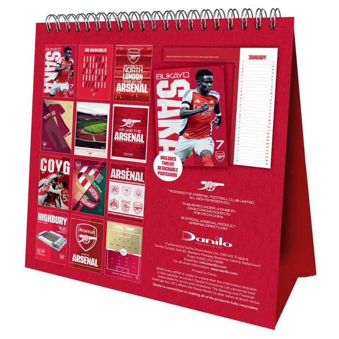 Arsenal FC Desktop Calendar 2026