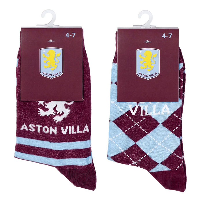 Aston Villa FC Twin Pack Dress Socks 7-11