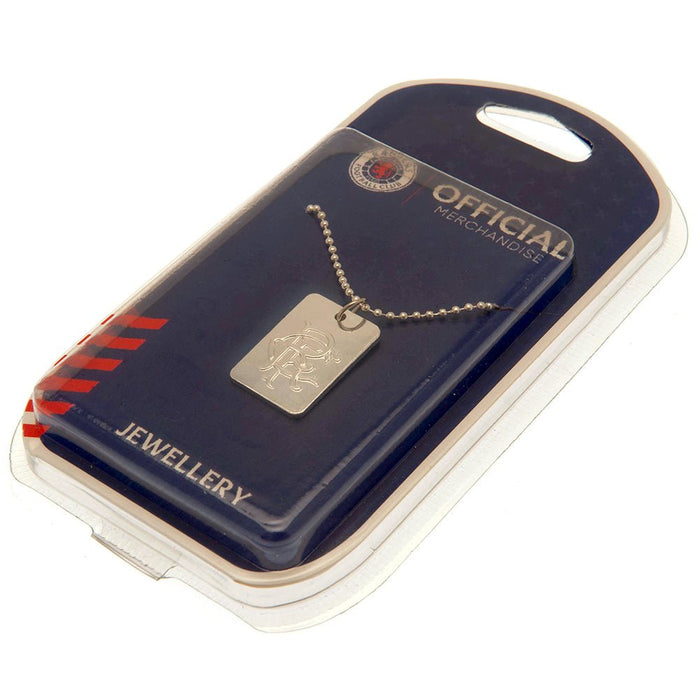 Rangers FC Silver Plated Dog Tag & Chain - Excellent Pick